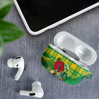 Personalized Dominica Independence Day AirPods Case Map With Coat Of Arms Madras Pattern - Wonder Print Shop