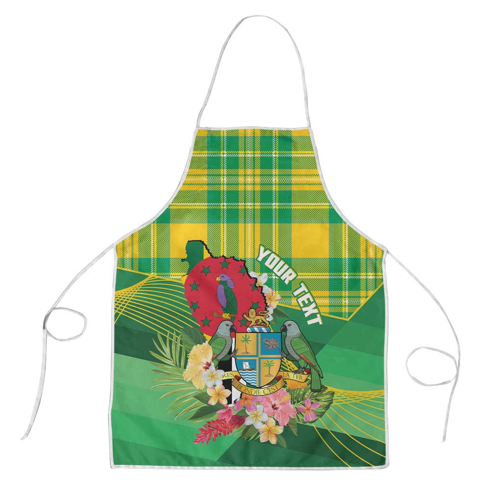 Personalized Dominica Independence Day Apron Map With Coat Of Arms Madras Pattern - Wonder Print Shop