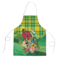Personalized Dominica Independence Day Apron Map With Coat Of Arms Madras Pattern - Wonder Print Shop