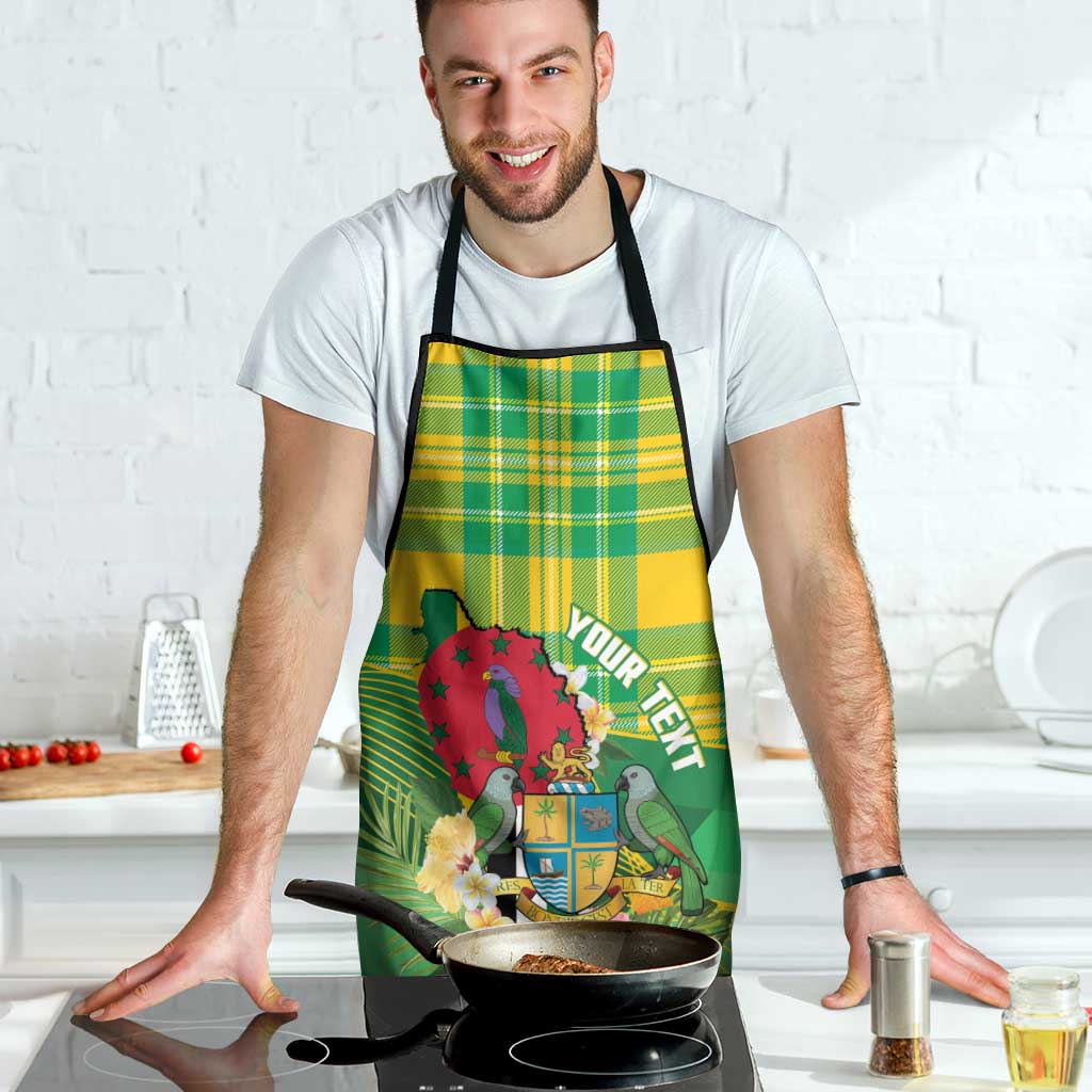 Personalized Dominica Independence Day Apron Map With Coat Of Arms Madras Pattern - Wonder Print Shop