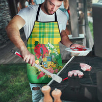 Personalized Dominica Independence Day Apron Map With Coat Of Arms Madras Pattern - Wonder Print Shop