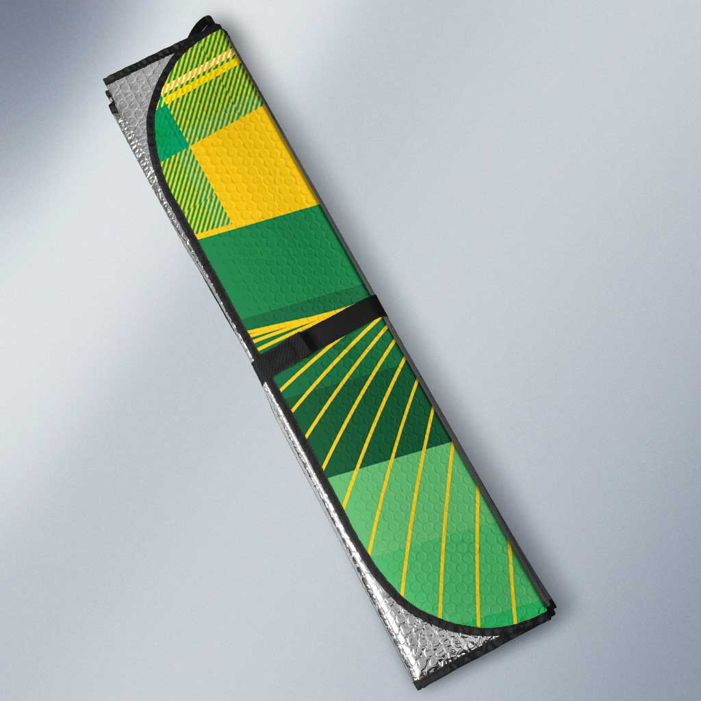 Personalized Dominica Independence Day Auto Sun Shade Map With Coat Of Arms Madras Pattern - Wonder Print Shop