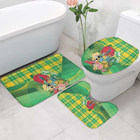 Personalized Dominica Independence Day Bathroom Set Map With Coat Of Arms Madras Pattern - Wonder Print Shop