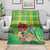 Personalized Dominica Independence Day Blanket Map With Coat Of Arms Madras Pattern - Wonder Print Shop
