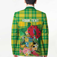 Personalized Dominica Independence Day Blazer Map With Coat Of Arms Madras Pattern - Wonder Print Shop