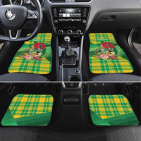 Personalized Dominica Independence Day Car Mats Map With Coat Of Arms Madras Pattern - Wonder Print Shop