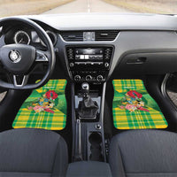 Personalized Dominica Independence Day Car Mats Map With Coat Of Arms Madras Pattern - Wonder Print Shop