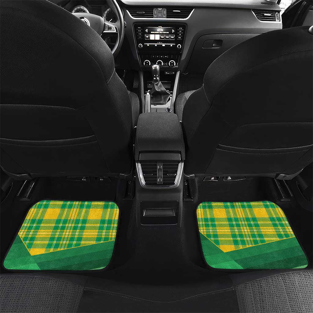 Personalized Dominica Independence Day Car Mats Map With Coat Of Arms Madras Pattern - Wonder Print Shop