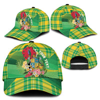 Personalized Dominica Independence Day Classic Cap Map With Coat Of Arms Madras Pattern - Wonder Print Shop