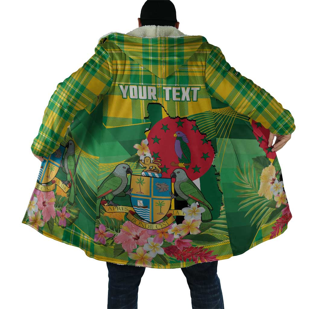 Personalized Dominica Independence Day Cloak Map With Coat Of Arms Madras Pattern - Wonder Print Shop