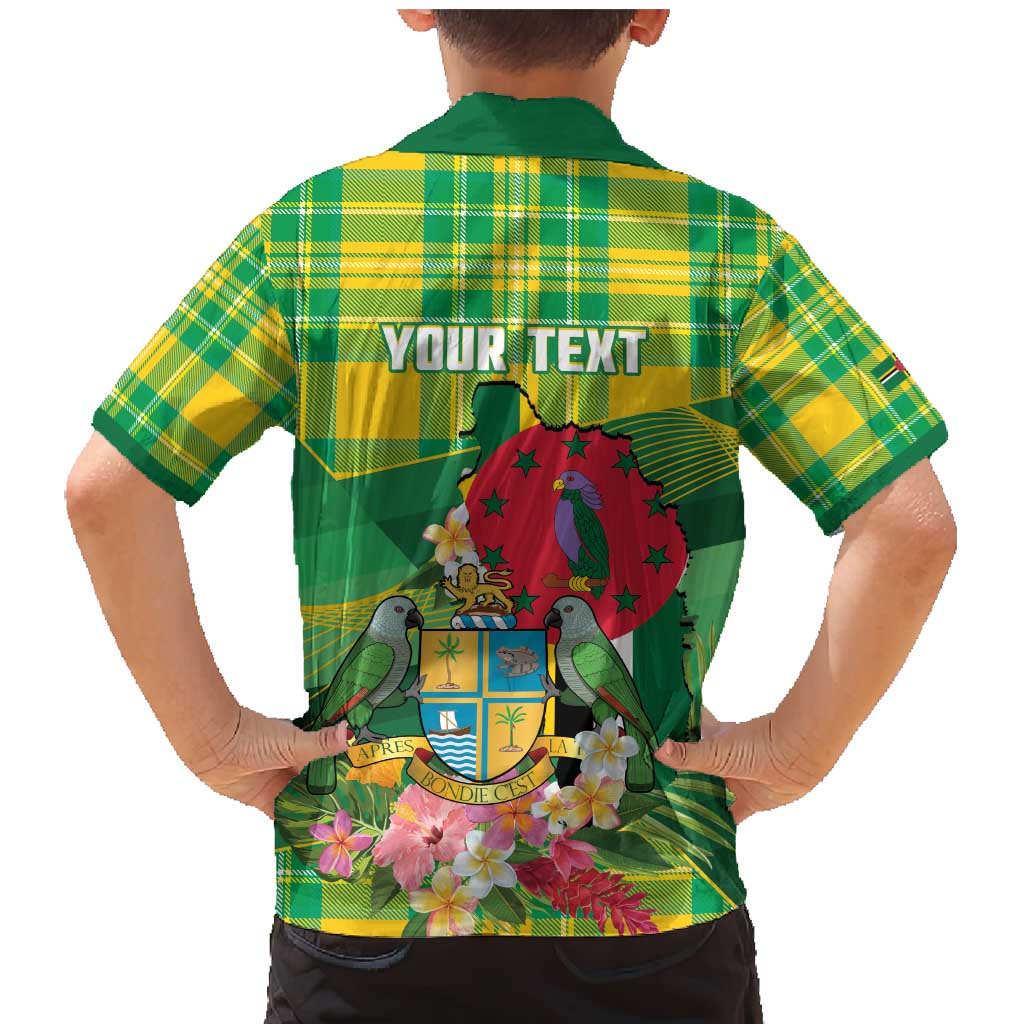 Personalized Dominica Independence Day Family Matching Mermaid Dress and Hawaiian Shirt Map With Coat Of Arms Madras Pattern - Wonder Print Shop