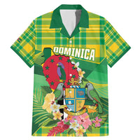 Personalized Dominica Independence Day Family Matching Mermaid Dress and Hawaiian Shirt Map With Coat Of Arms Madras Pattern - Wonder Print Shop