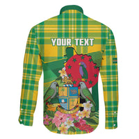 Personalized Dominica Independence Day Family Matching Mermaid Dress and Hawaiian Shirt Map With Coat Of Arms Madras Pattern - Wonder Print Shop