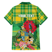 Personalized Dominica Independence Day Family Matching Off Shoulder Maxi Dress and Hawaiian Shirt Map With Coat Of Arms Madras Pattern - Wonder Print Shop