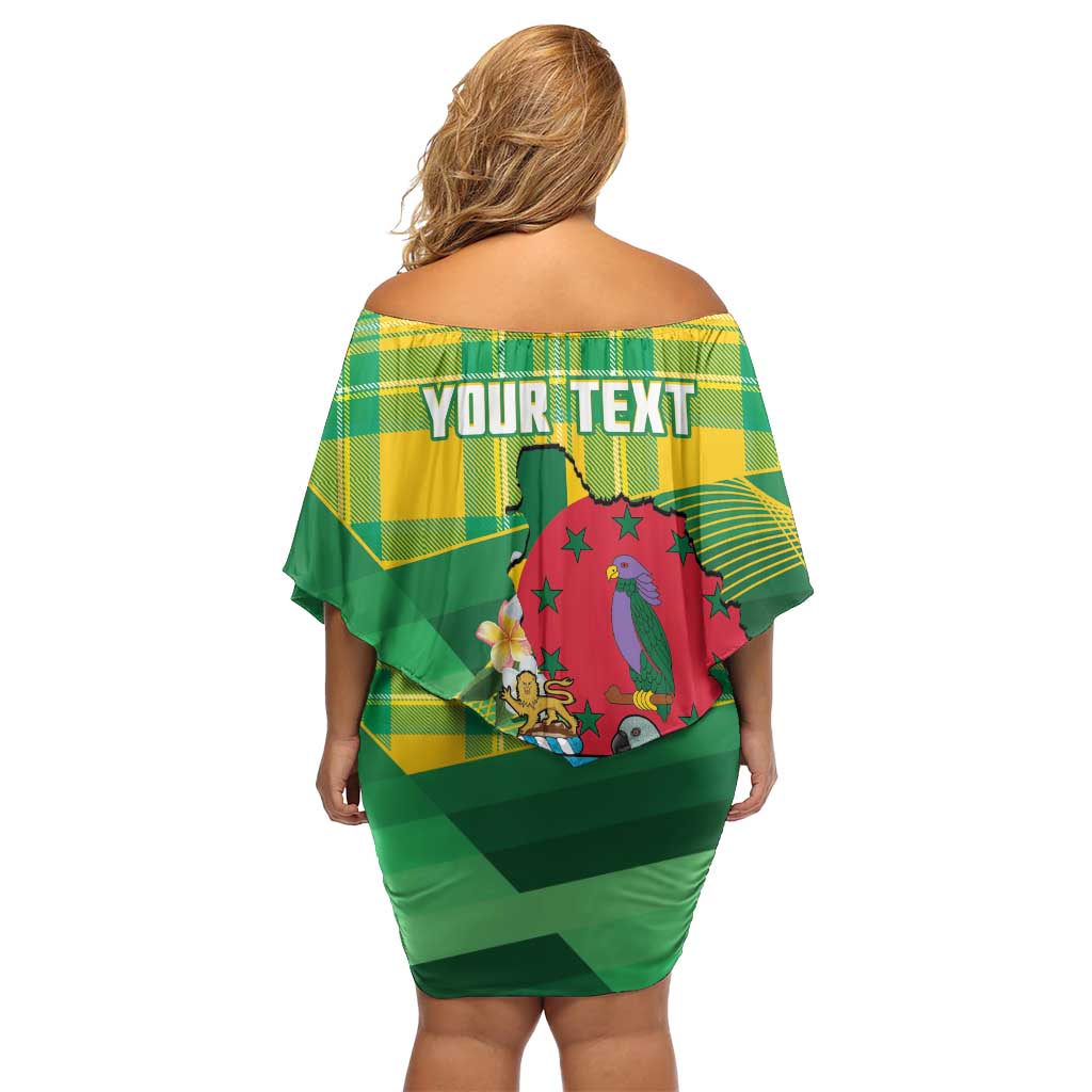 Personalized Dominica Independence Day Family Matching Off Shoulder Short Dress and Hawaiian Shirt Map With Coat Of Arms Madras Pattern - Wonder Print Shop
