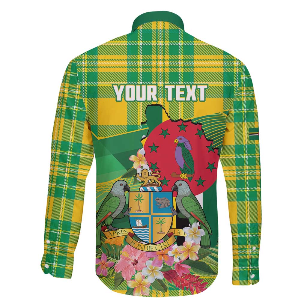 Personalized Dominica Independence Day Family Matching Puletasi and Hawaiian Shirt Map With Coat Of Arms Madras Pattern - Wonder Print Shop