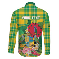 Personalized Dominica Independence Day Family Matching Short Sleeve Bodycon Dress and Hawaiian Shirt Map With Coat Of Arms Madras Pattern - Wonder Print Shop