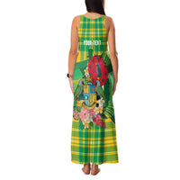 Personalized Dominica Independence Day Family Matching Tank Maxi Dress and Hawaiian Shirt Map With Coat Of Arms Madras Pattern - undefined