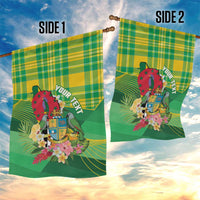 Personalized Dominica Independence Day Garden Flag Map With Coat Of Arms Madras Pattern - Wonder Print Shop