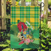 Personalized Dominica Independence Day Garden Flag Map With Coat Of Arms Madras Pattern - Wonder Print Shop