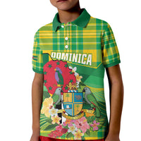 Personalized Dominica Independence Day Kid Polo Shirt Map With Coat Of Arms Madras Pattern - Wonder Print Shop