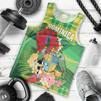 Personalized Dominica Independence Day Men Tank Top Map With Coat Of Arms Madras Pattern - Wonder Print Shop