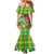 Personalized Dominica Independence Day Mermaid Dress Map With Coat Of Arms Madras Pattern - Wonder Print Shop