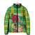 Personalized Dominica Independence Day Padded Jacket Map With Coat Of Arms Madras Pattern - Wonder Print Shop