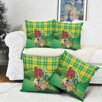 Personalized Dominica Independence Day Pillow Cover Map With Coat Of Arms Madras Pattern - Wonder Print Shop