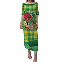 Personalized Dominica Independence Day Puletasi Map With Coat Of Arms Madras Pattern - Wonder Print Shop