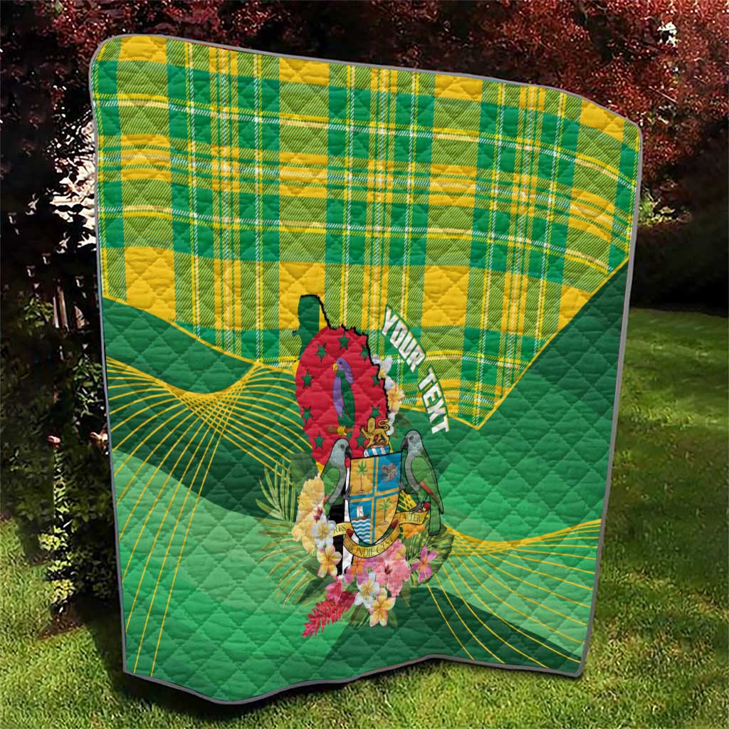 Personalized Dominica Independence Day Quilt Map With Coat Of Arms Madras Pattern - Wonder Print Shop