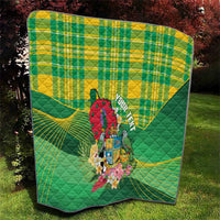 Personalized Dominica Independence Day Quilt Map With Coat Of Arms Madras Pattern - Wonder Print Shop