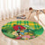 Personalized Dominica Independence Day Round Carpet Map With Coat Of Arms Madras Pattern - Wonder Print Shop
