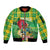 Personalized Dominica Independence Day Sleeve Zip Bomber Jacket Map With Coat Of Arms Madras Pattern - Wonder Print Shop