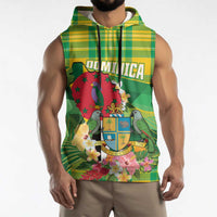 Personalized Dominica Independence Day Sleeveless Hoodie Map With Coat Of Arms Madras Pattern - Wonder Print Shop