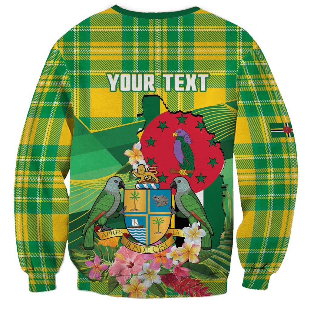 Personalized Dominica Independence Day Sweatshirt Map With Coat Of Arms Madras Pattern - Wonder Print Shop