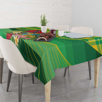Personalized Dominica Independence Day Tablecloth Map With Coat Of Arms Madras Pattern - Wonder Print Shop