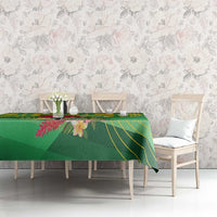 Personalized Dominica Independence Day Tablecloth Map With Coat Of Arms Madras Pattern - Wonder Print Shop