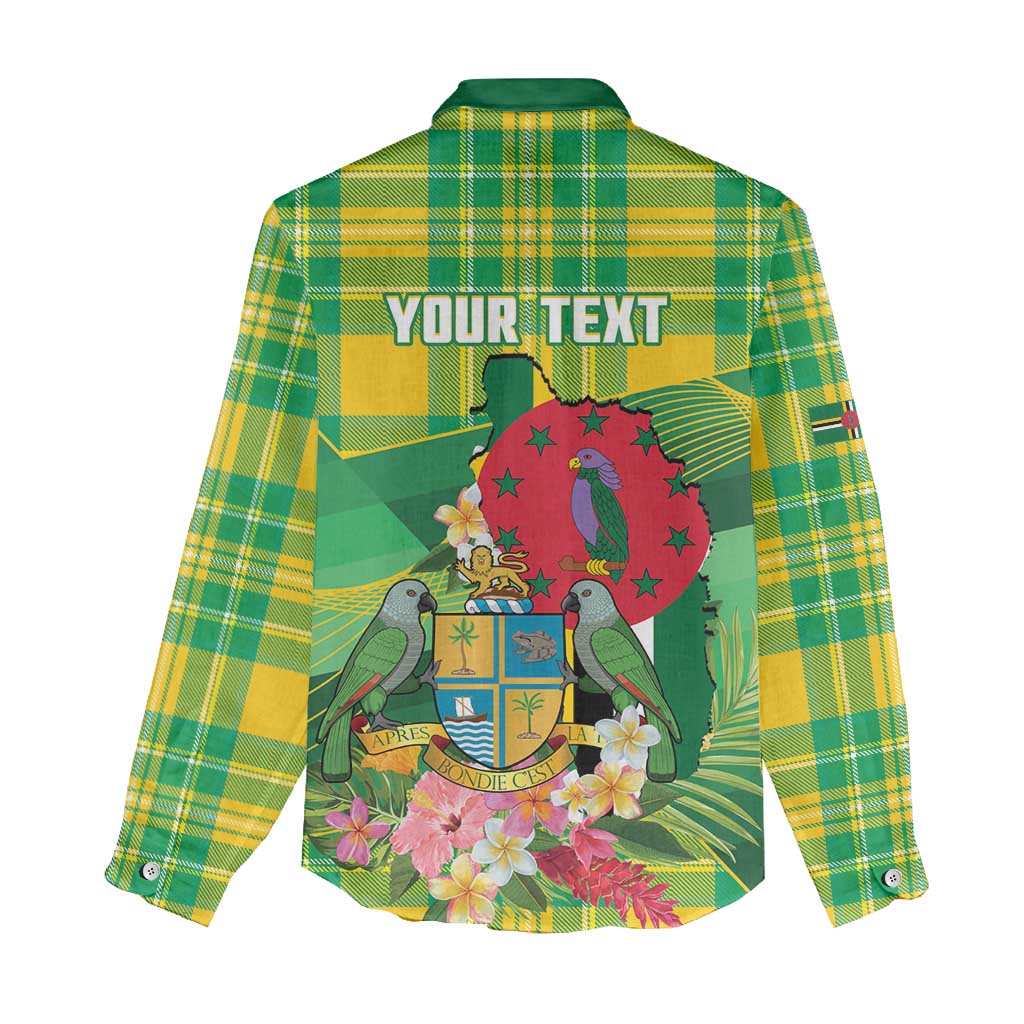 Personalized Dominica Independence Day Women Casual Shirt Map With Coat Of Arms Madras Pattern - Wonder Print Shop