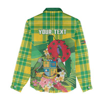 Personalized Dominica Independence Day Women Casual Shirt Map With Coat Of Arms Madras Pattern - Wonder Print Shop