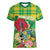 Personalized Dominica Independence Day Women V-Neck T-Shirt Map With Coat Of Arms Madras Pattern - Wonder Print Shop