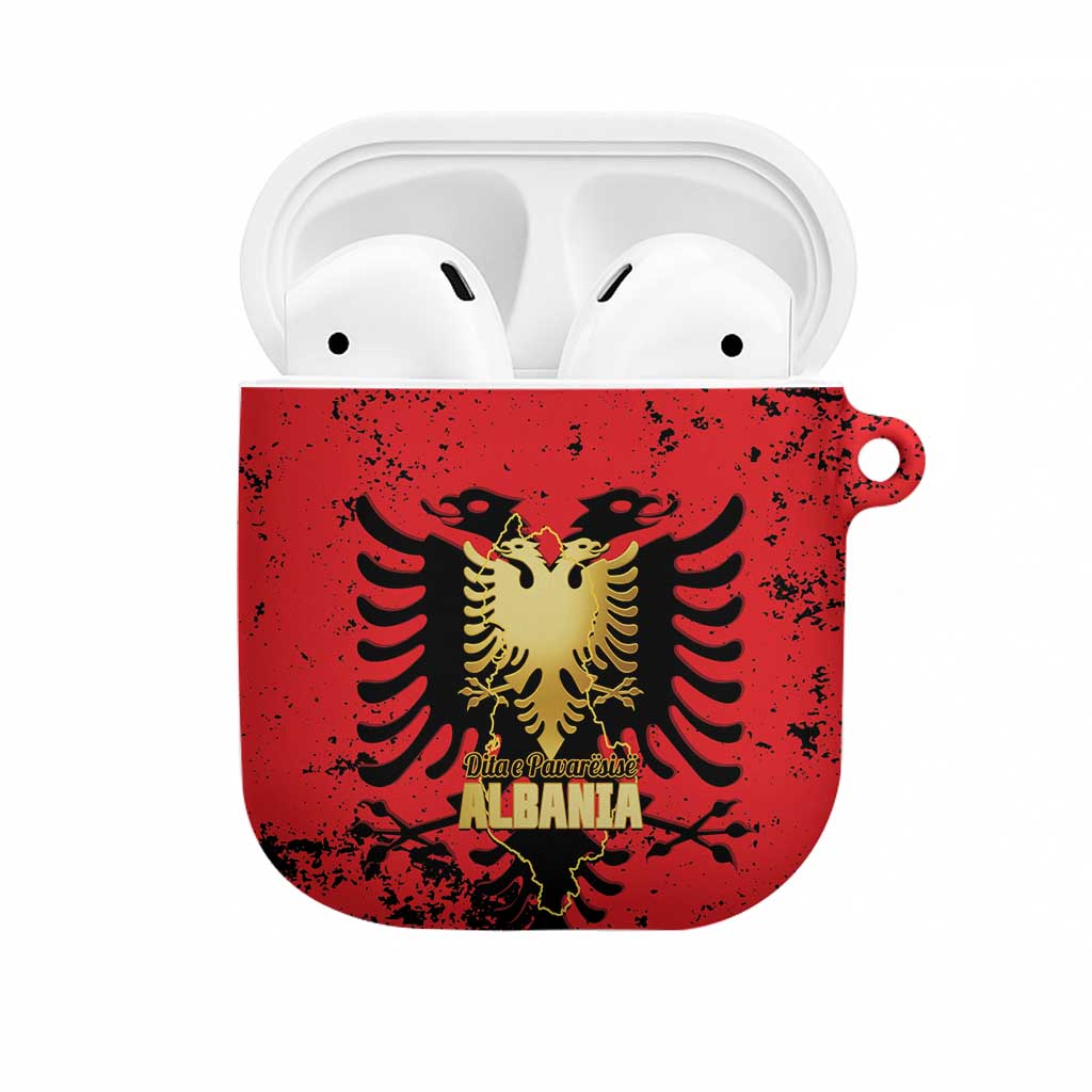 Albania Independence Day AirPods Case Dita e Pavaresise Map Grunge Style - Wonder Print Shop