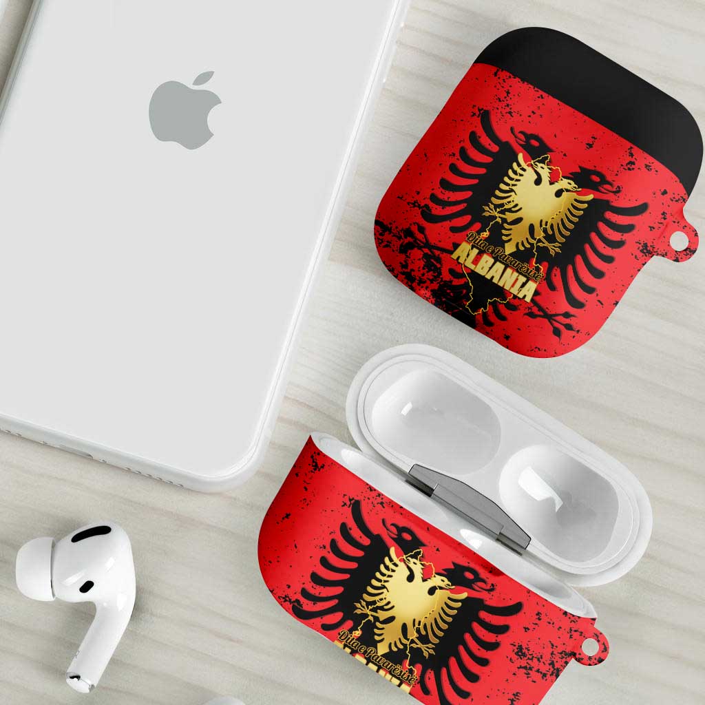 Albania Independence Day AirPods Case Dita e Pavaresise Map Grunge Style - Wonder Print Shop