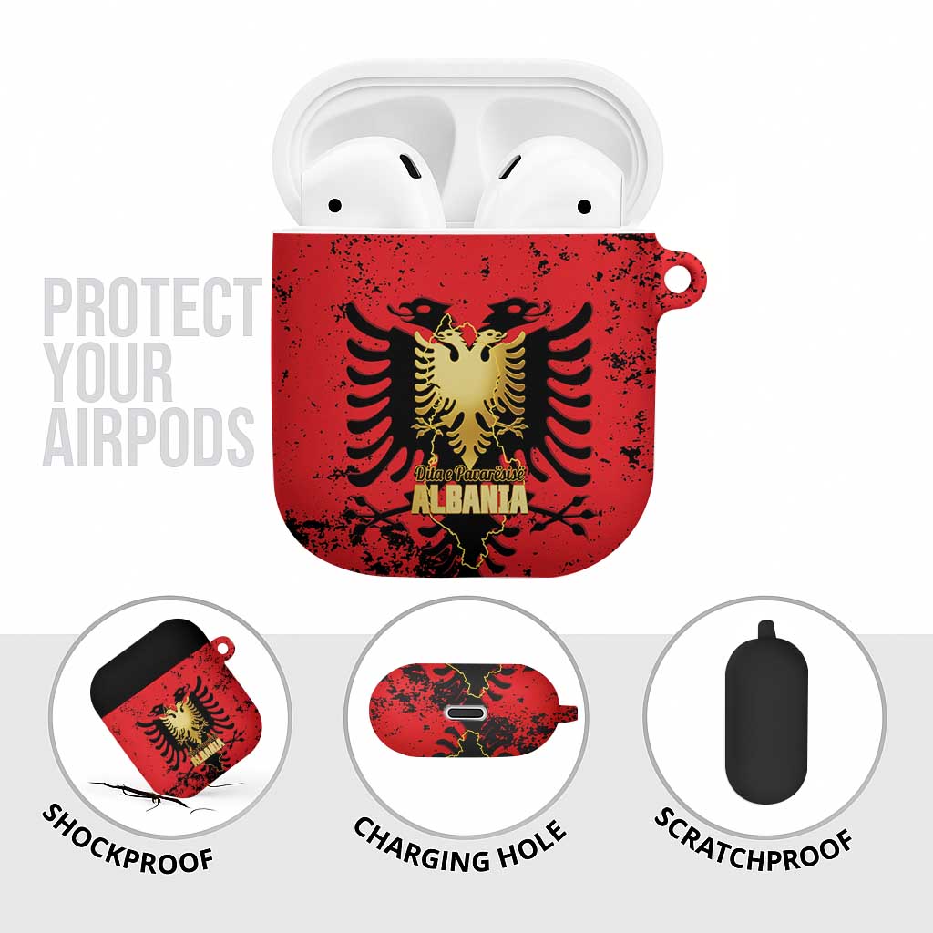 Albania Independence Day AirPods Case Dita e Pavaresise Map Grunge Style - Wonder Print Shop