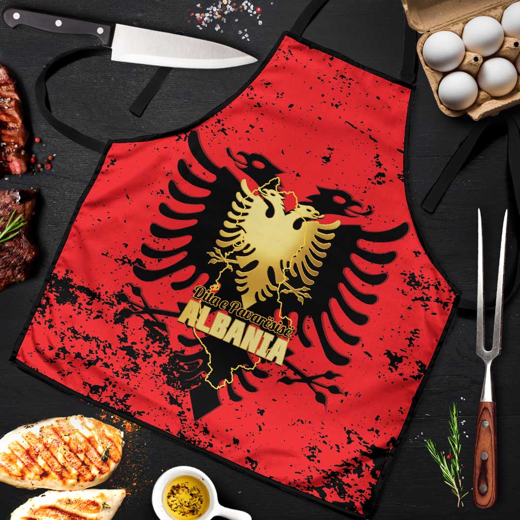 Albania Independence Day Apron Dita e Pavaresise Map Grunge Style - Wonder Print Shop