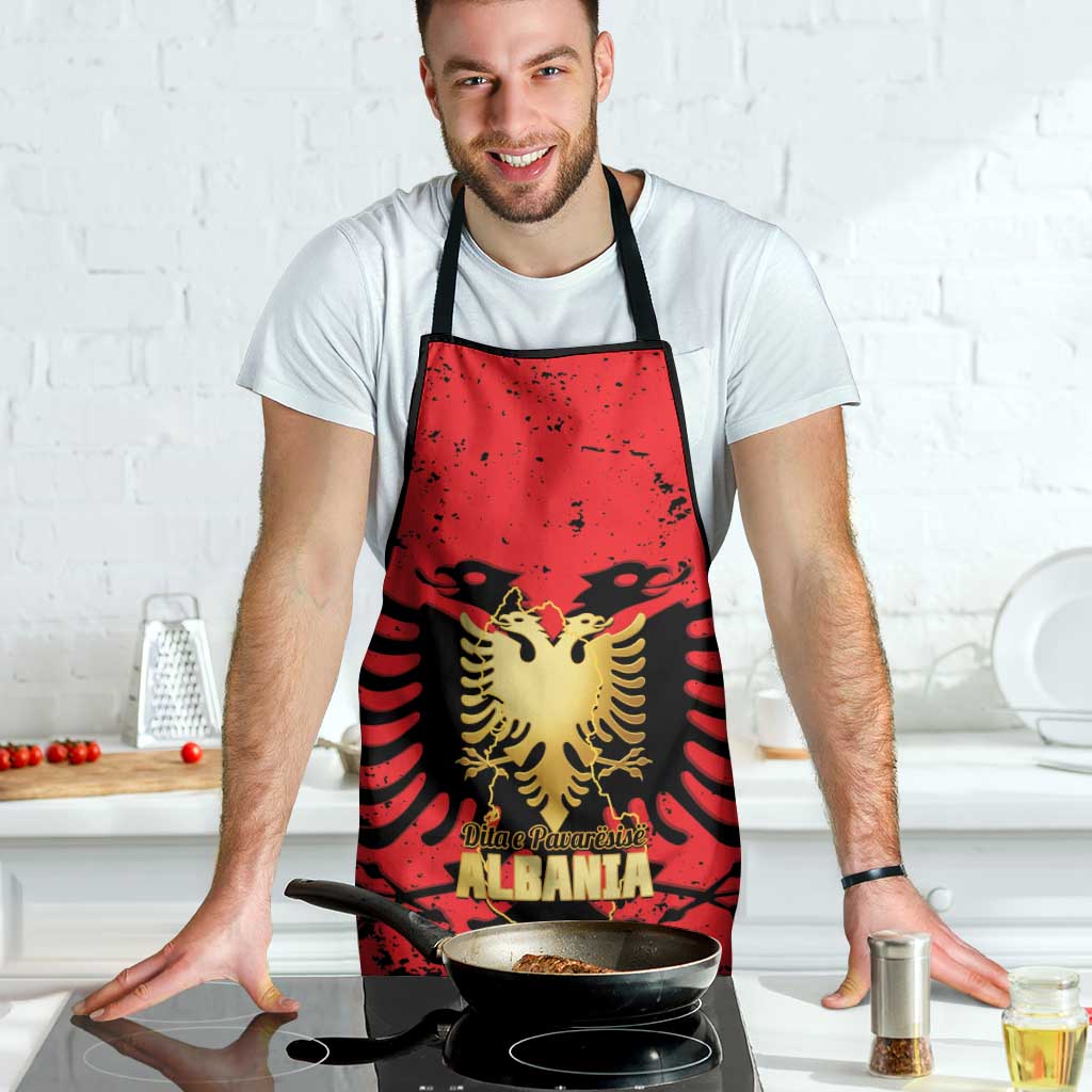 Albania Independence Day Apron Dita e Pavaresise Map Grunge Style - Wonder Print Shop