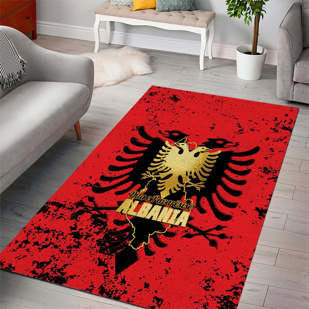 Albania Independence Day Area Rug Dita e Pavaresise Map Grunge Style - Wonder Print Shop