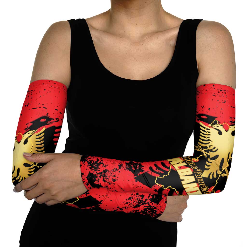 Albania Independence Day Arm Sleeves Dita e Pavaresise Map Grunge Style - Wonder Print Shop