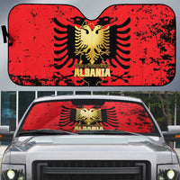 Albania Independence Day Auto Sun Shade Dita e Pavaresise Map Grunge Style - Wonder Print Shop