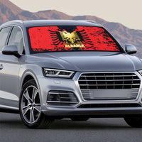 Albania Independence Day Auto Sun Shade Dita e Pavaresise Map Grunge Style - Wonder Print Shop